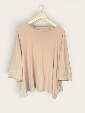 Emery Rose Boxy Dolman Sleeve Crewneck Top in Blush